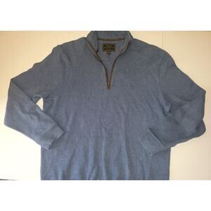 Jos A Bank Reserve Men's Large Blue 1/4 Zip Long Sleeve Cotton Sweater